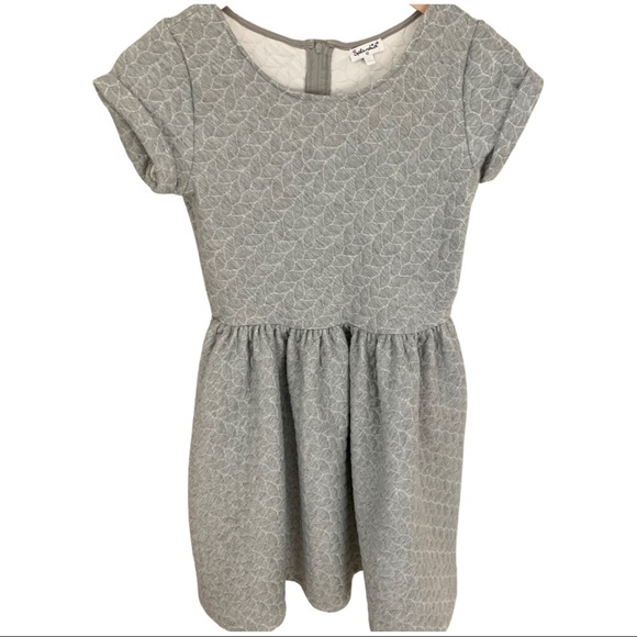 SPLENDID Cotton Textured Knit Dress Grey Scoop Neck Cap Sleeve Quilted Girls 12 - Picture 5 of 16